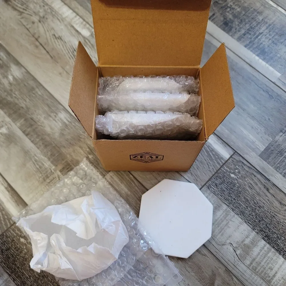New White Marble Octagon Coasters Set of 4